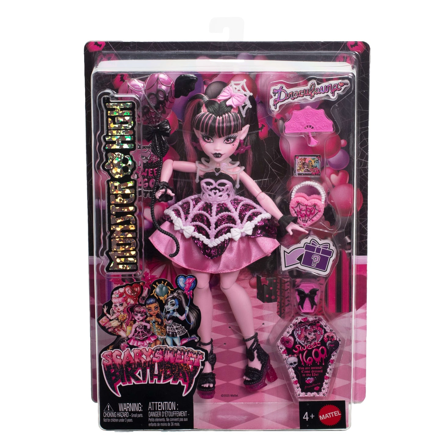 Monster High Scary Sweet Birthday Draculaura Doll in Party Dress With Balloon & Gift