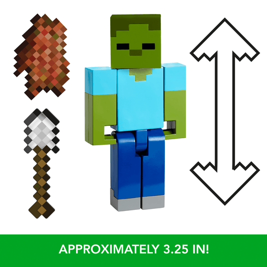 Minecraft Action Figures & Accessories Collection, 3.25-in Scale & Pixelated Design (Characters May Vary)