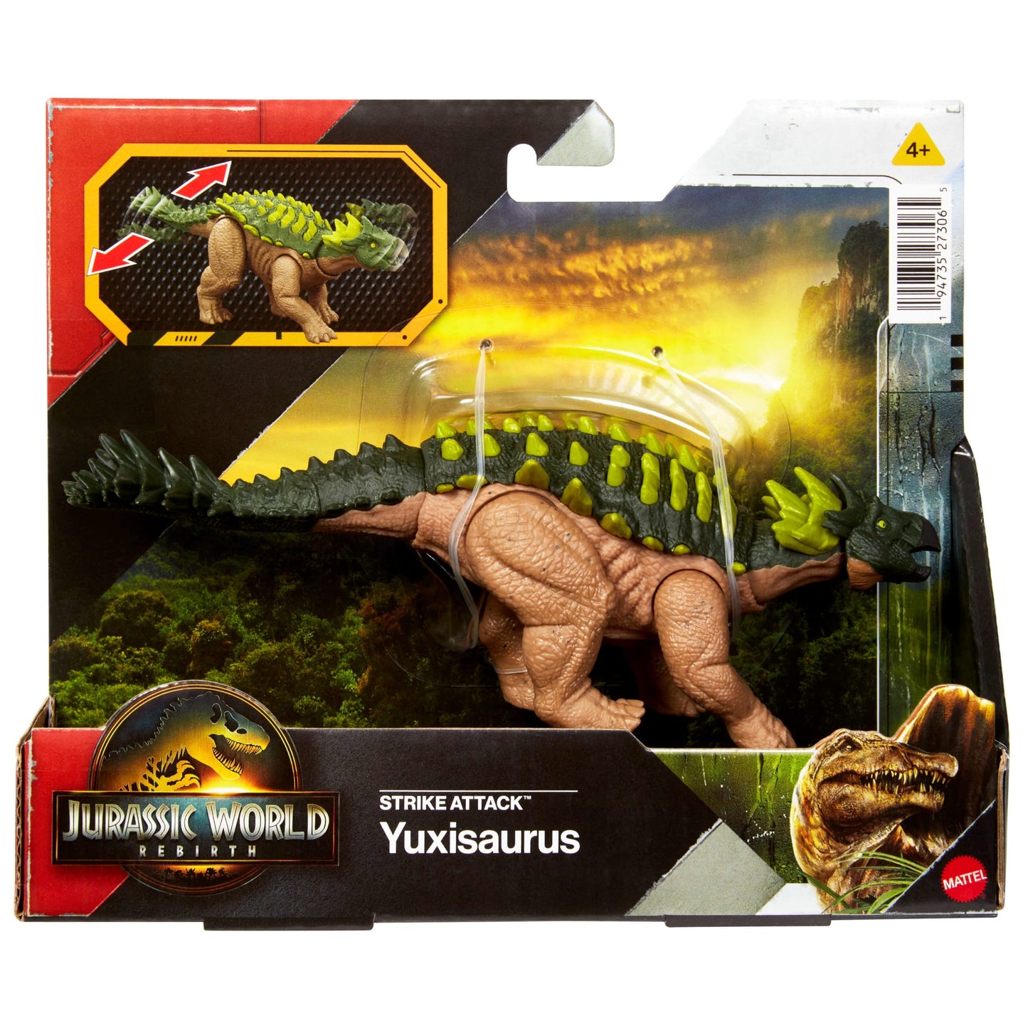 Jurassic World Rebirth Strike Attack Yuxisaurus Dinosaur Toy, Single Strike Action, Authentic & Posable