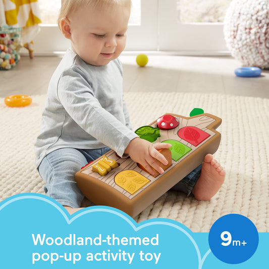 Fisher-Price Hide & Peek Pop-Up Animal-Themed Baby Sensory Activity Toy With Wood & Sounds