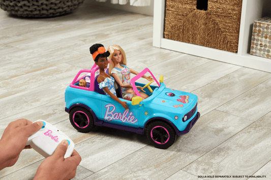 Hot Wheels Barbie RC Suv & Stickers, Battery-Powered Toy Truck, Fits 2 Barbie Dolls