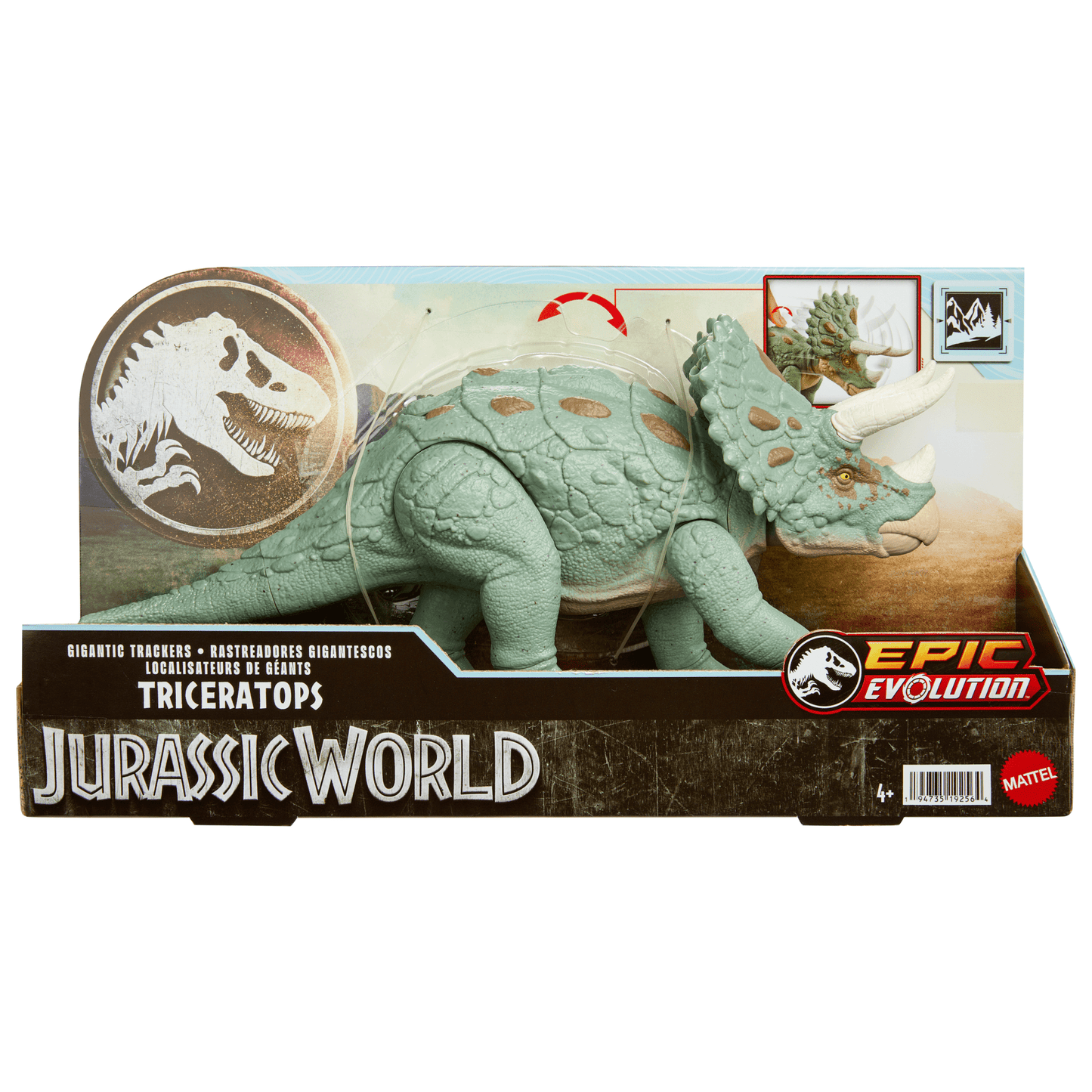 Jurassic World Gigantic Trackers Triceratops Dinosaur Action Figure Toy, Large Species