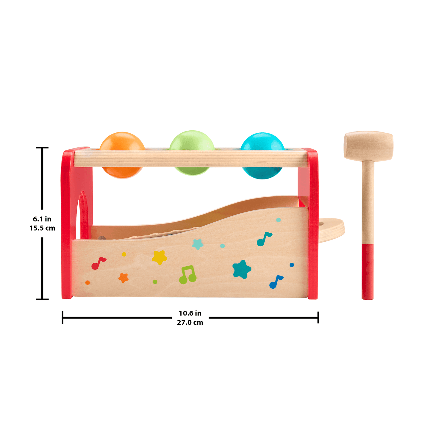 Fisher-Price Wood Toddler Toy Pound & Tap Bench Xylophone, 6-Piece Wooden Musical Activity For Preschool Kids Ages 18+ Months
