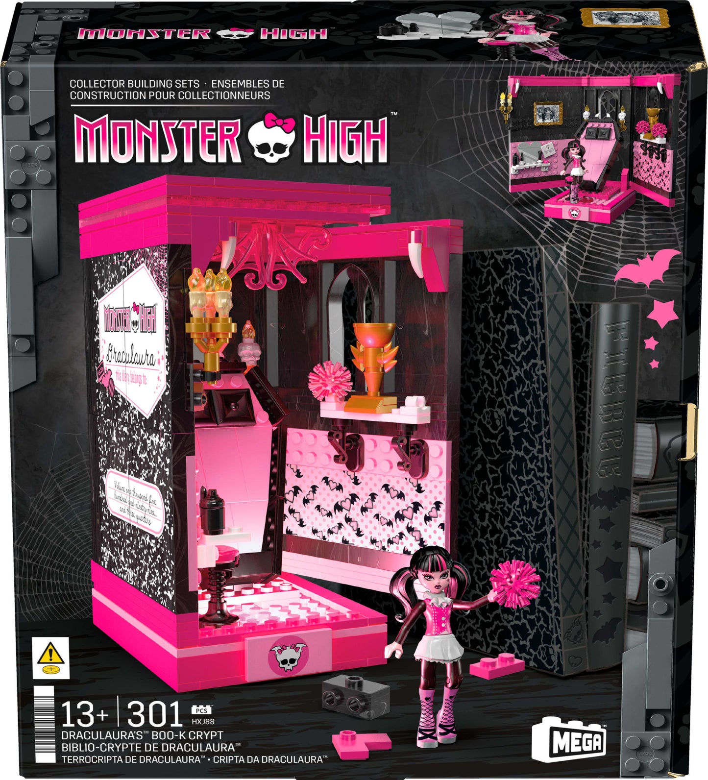 MEGA Monster High Draculaura's Boo-K Crypt Building Toy Kits (301 Pieces) For Collectors