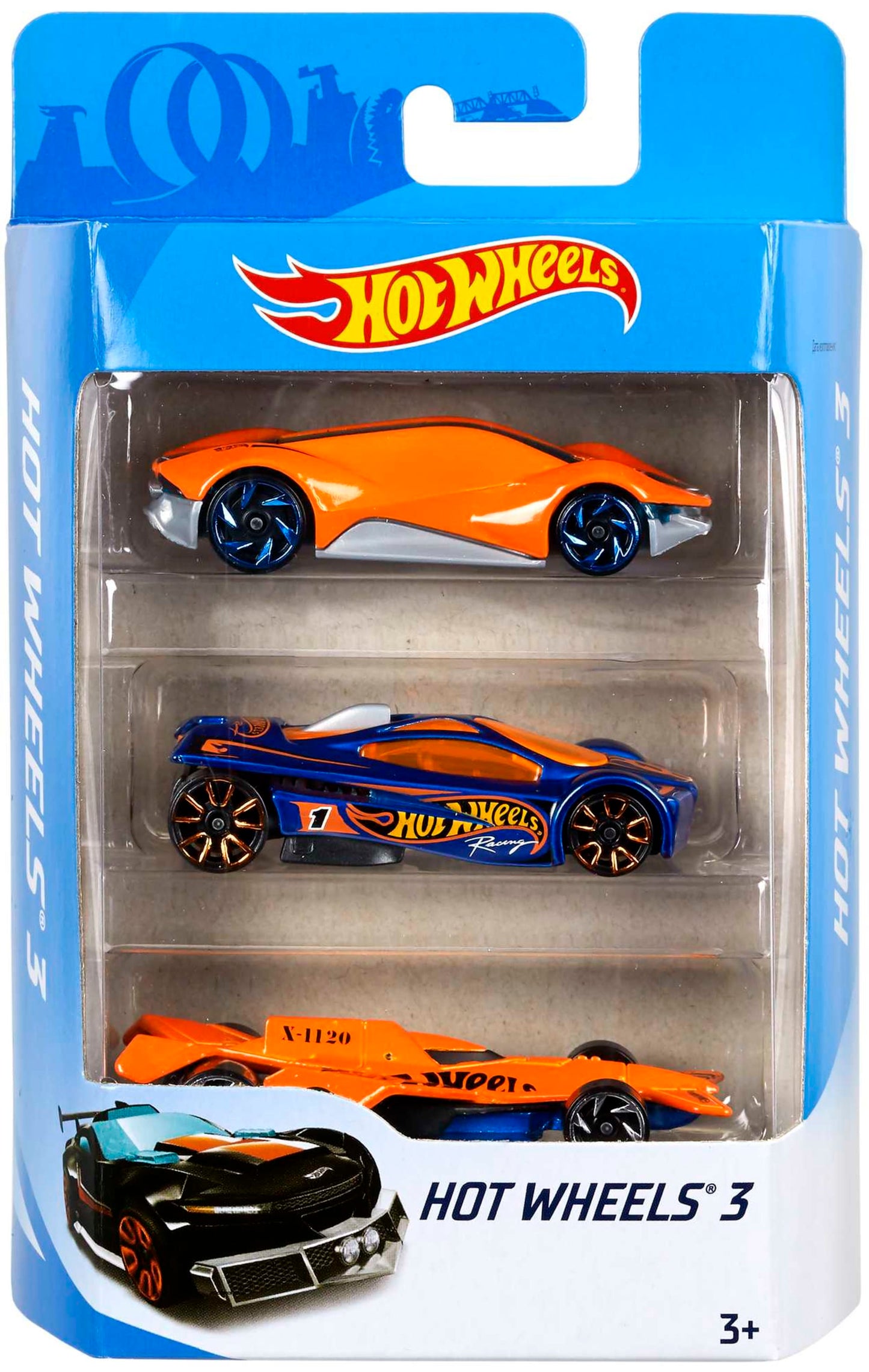 Hot Wheels 1:64 Scale Toy Cars & Trucks, 3-Pack