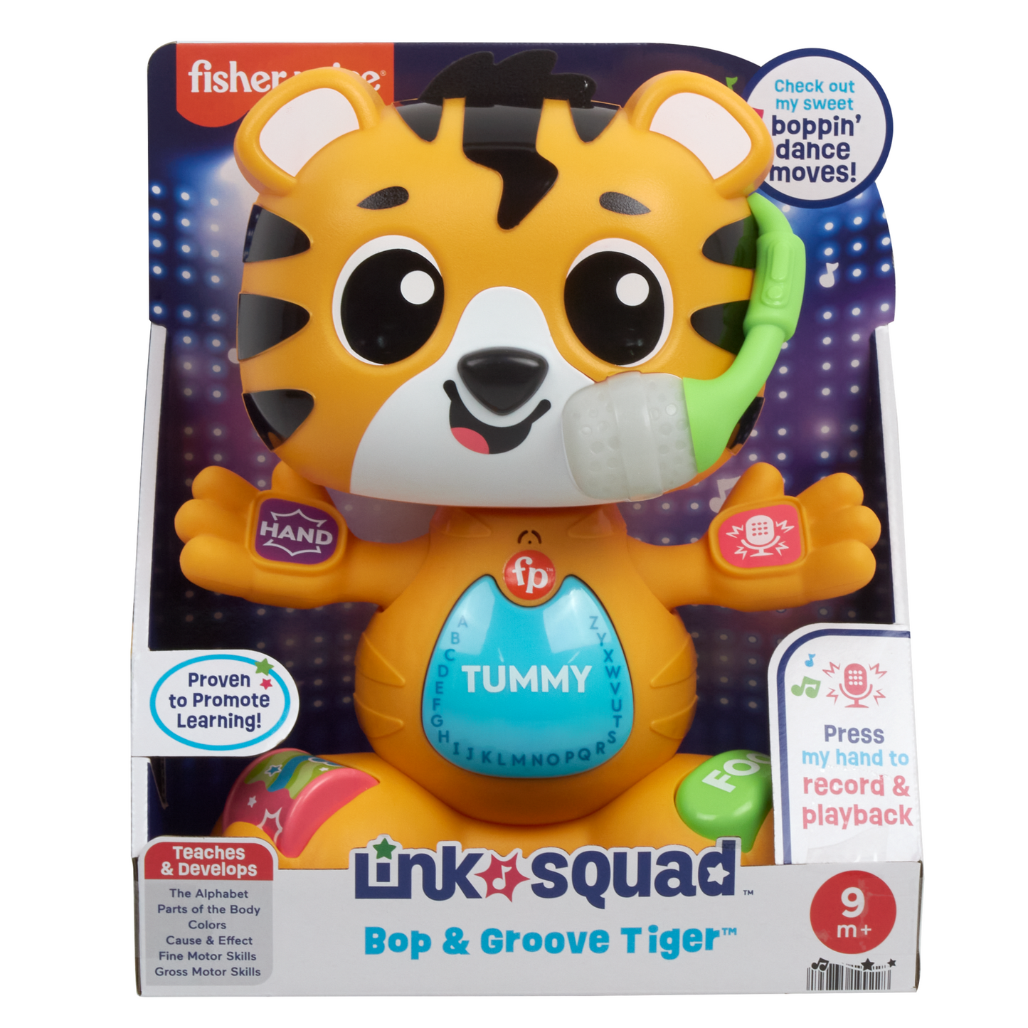 Fisher-Price Link Squad Bop & Groove Tiger Baby Learning Toy With Music & Lights