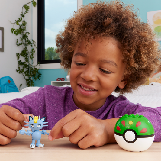 MEGA Pokémon Alolan Meowth Building Toy Kit, Poseable Action Figure (28 Pieces) For Kids