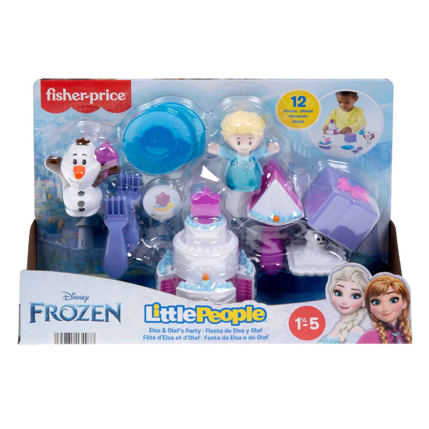 Disney Frozen Elsa & Olaf's Party Little People Toddler Playset With Figures, 12 Pieces