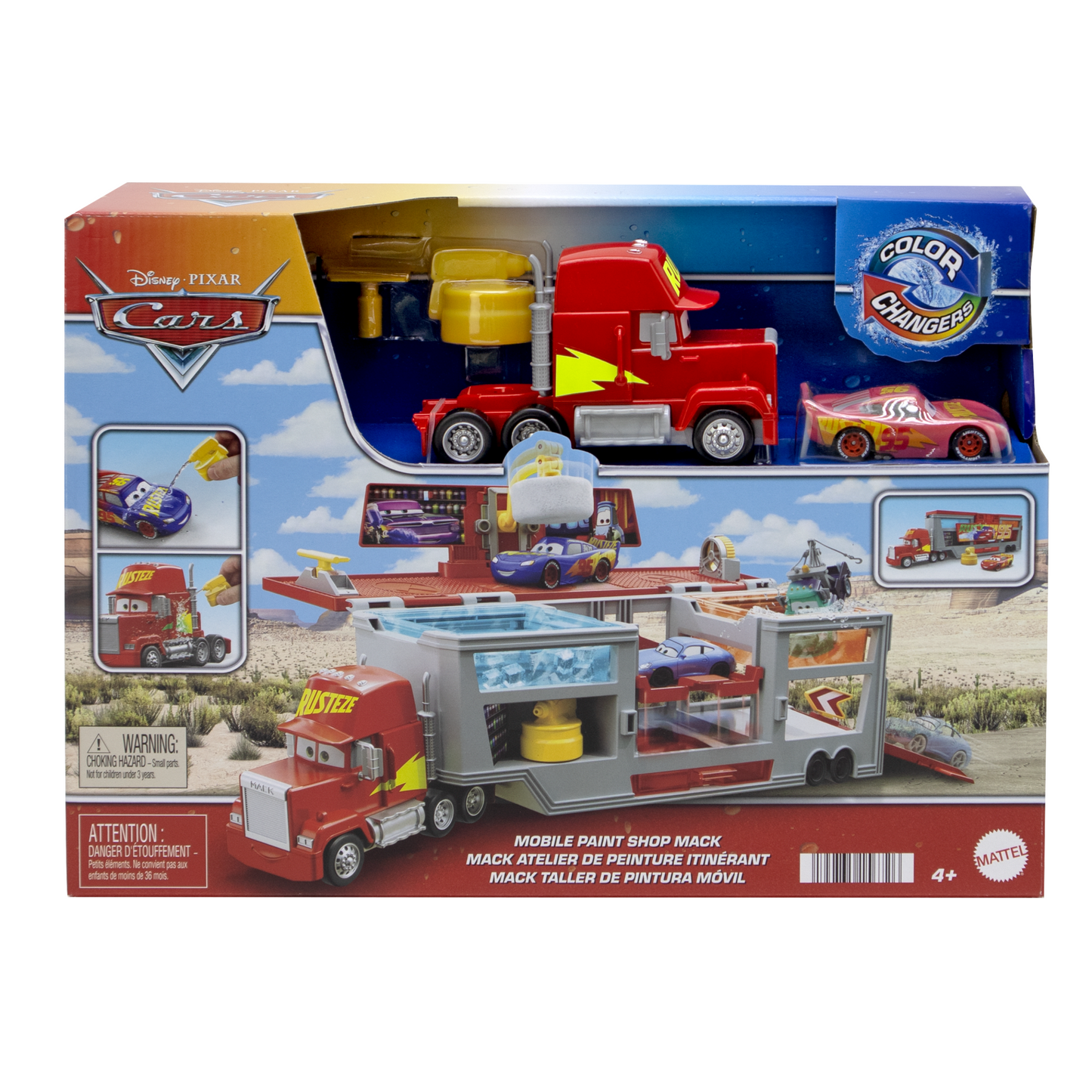 Disney And Pixar Cars Color Changers Mobile Paint Shop Mack Playset With 1 Toy Car & Accessories