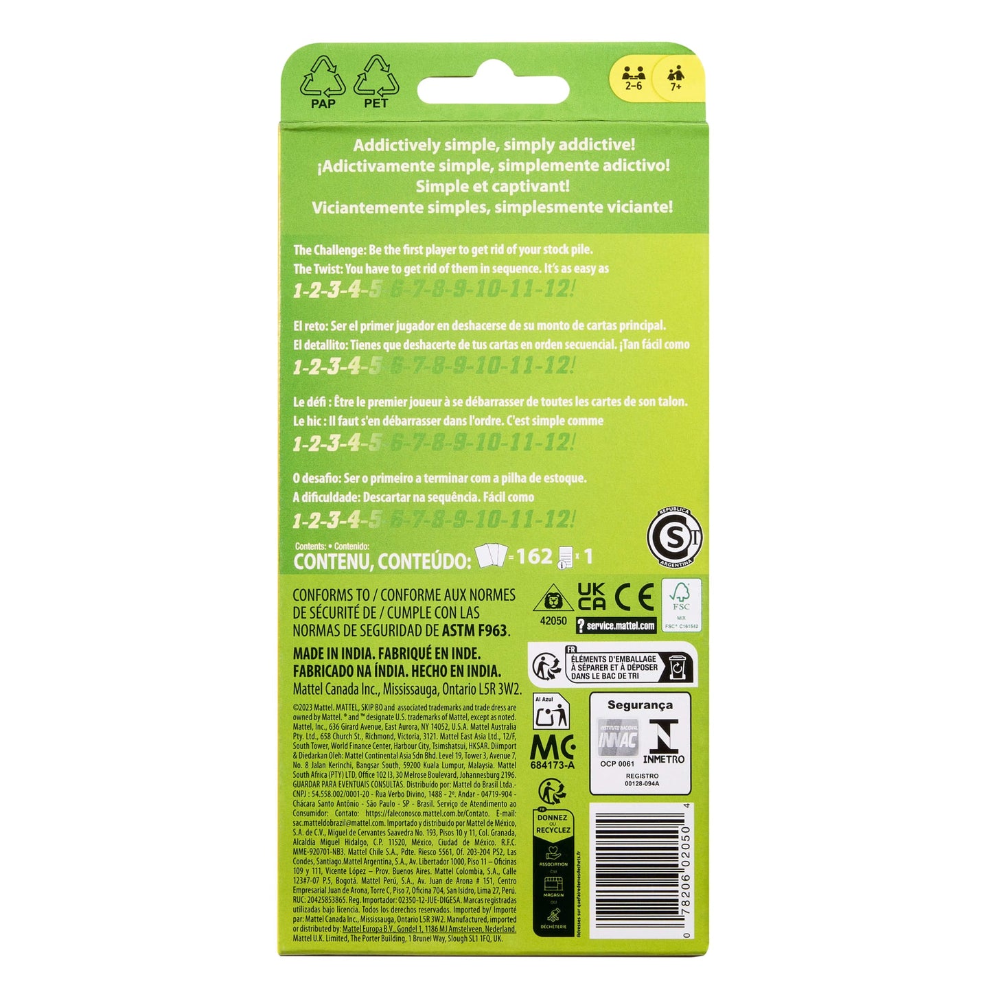 Mattel Games Juego de Cartas Skip-Bo