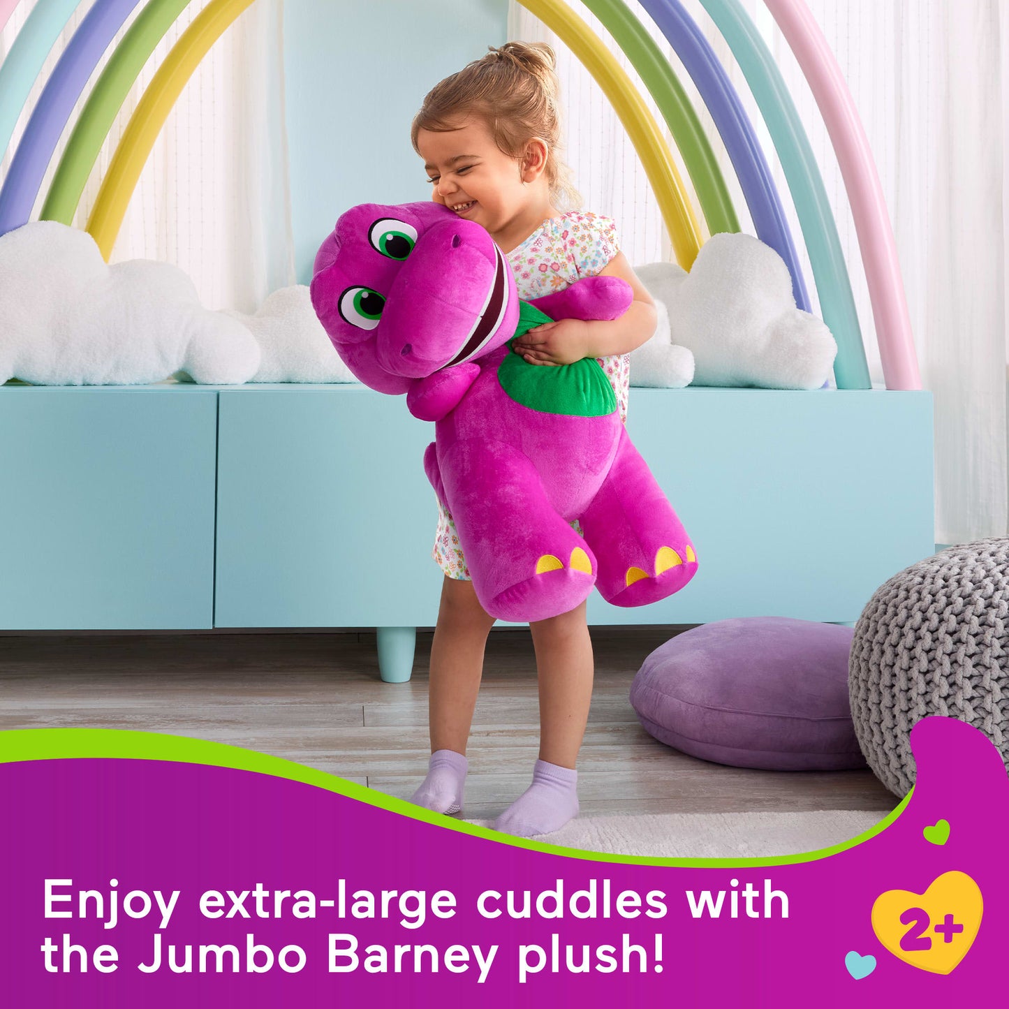 Fisher-Price Barney's World Jumbo Barney Plush, 26-Inch Figure, Large Scale & Soft Texture