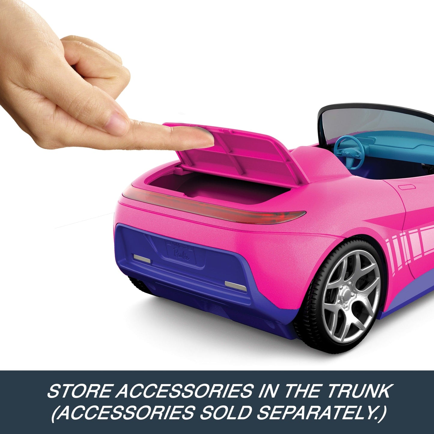 Hot Wheels RC Barbie Convertible, Battery-Powered Remote-Control Toy Car, Fits 2 Barbie Dolls