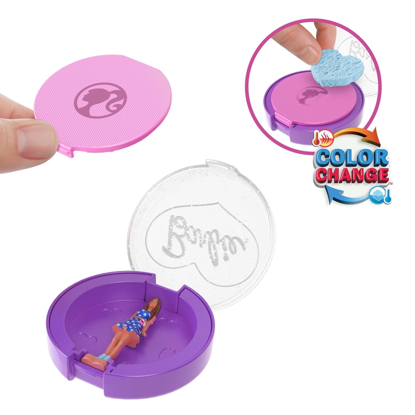 Barbie Mini Barbie Land Fashionistas Dolls, 1.5-Inch Dolls in Perfume Compact, Surprise Reveal