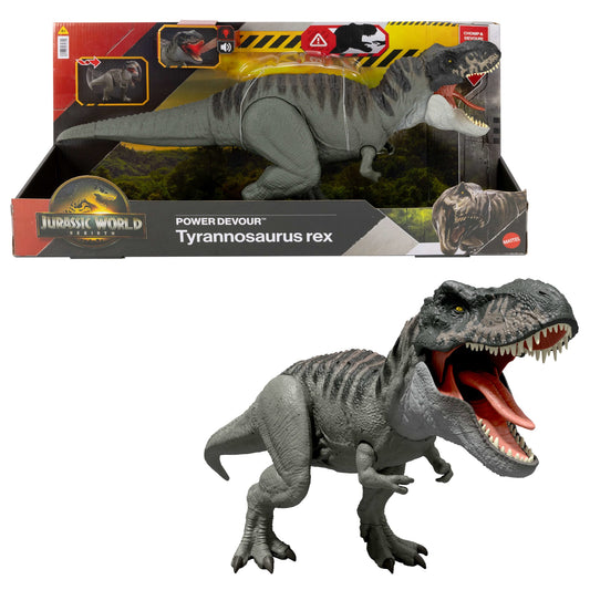 Jurassic World Rebirth Power Devour Tyrannosaurus Rex Dinosaur Figure, Constant Chomp Lights & Sound