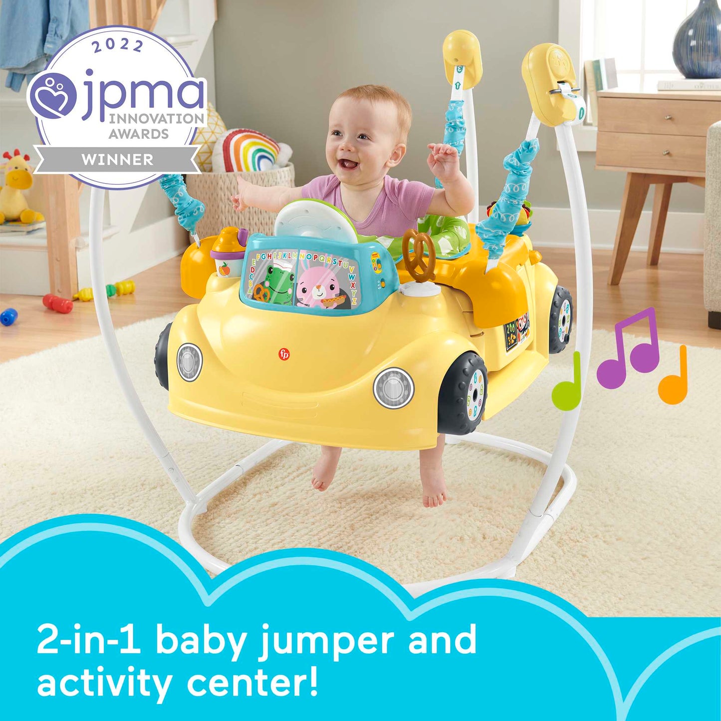 Fisher-Price 2-in-1 Servin’ Up Fun Jumperoo Baby Activity Center With Music Lights & Smart Stages