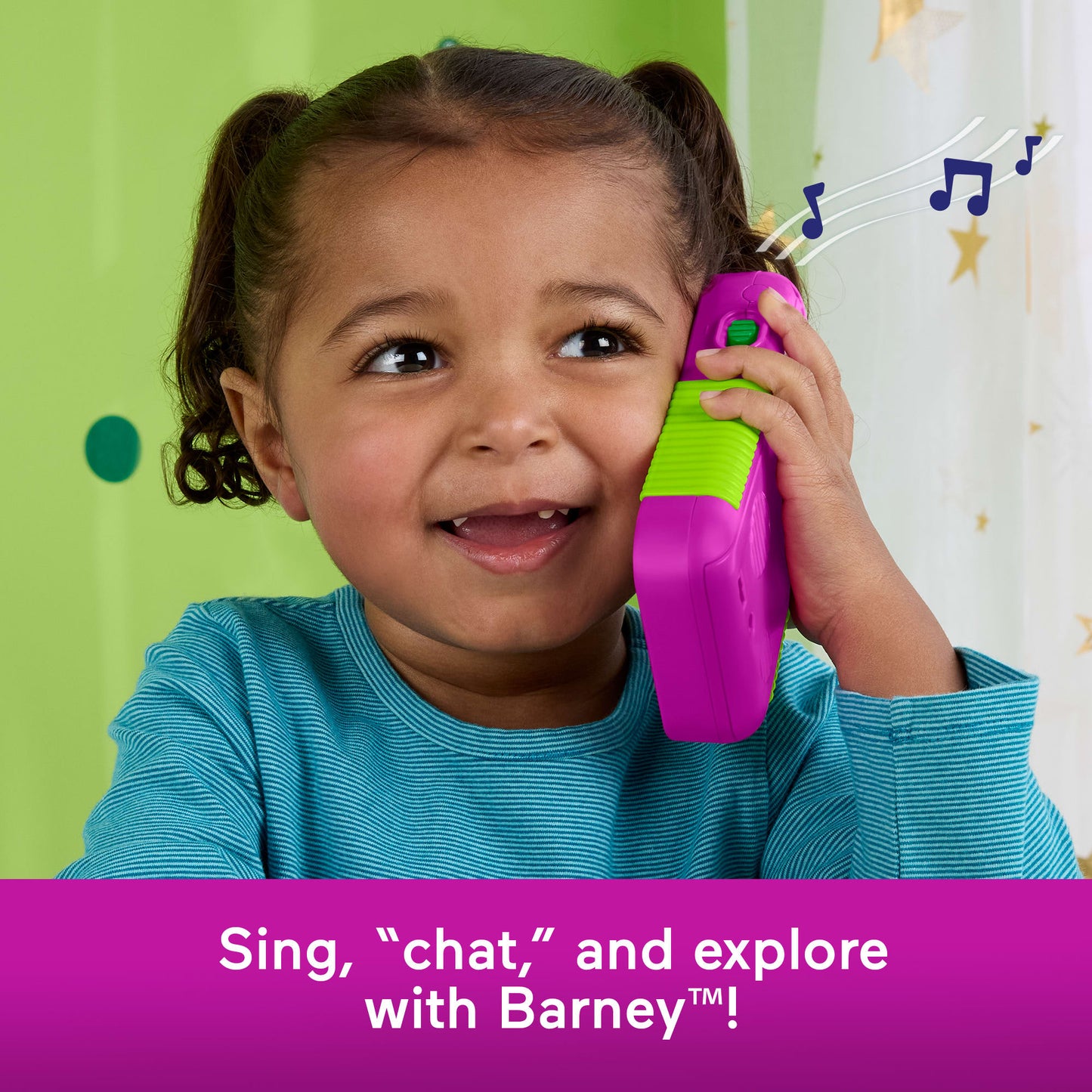 Fisher-Price Barney's World Hey Barney Phone Musical Toddler Toy With Lights For Kids, Multilanguage Version