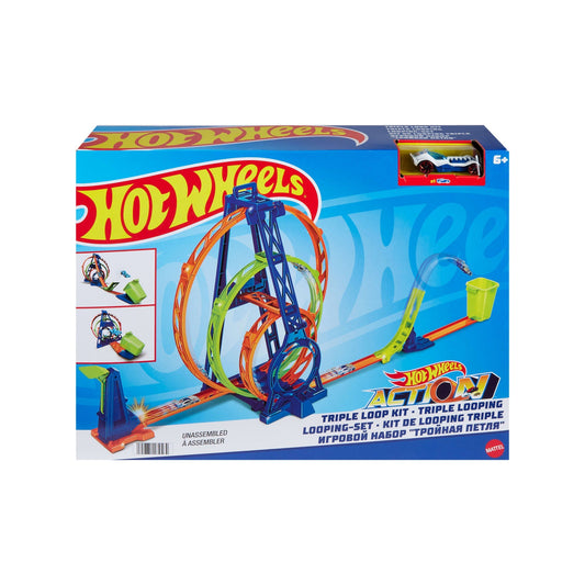 Hot Wheels Track With 1 Hot Wheels Car, Triple Loop Kit Track Set