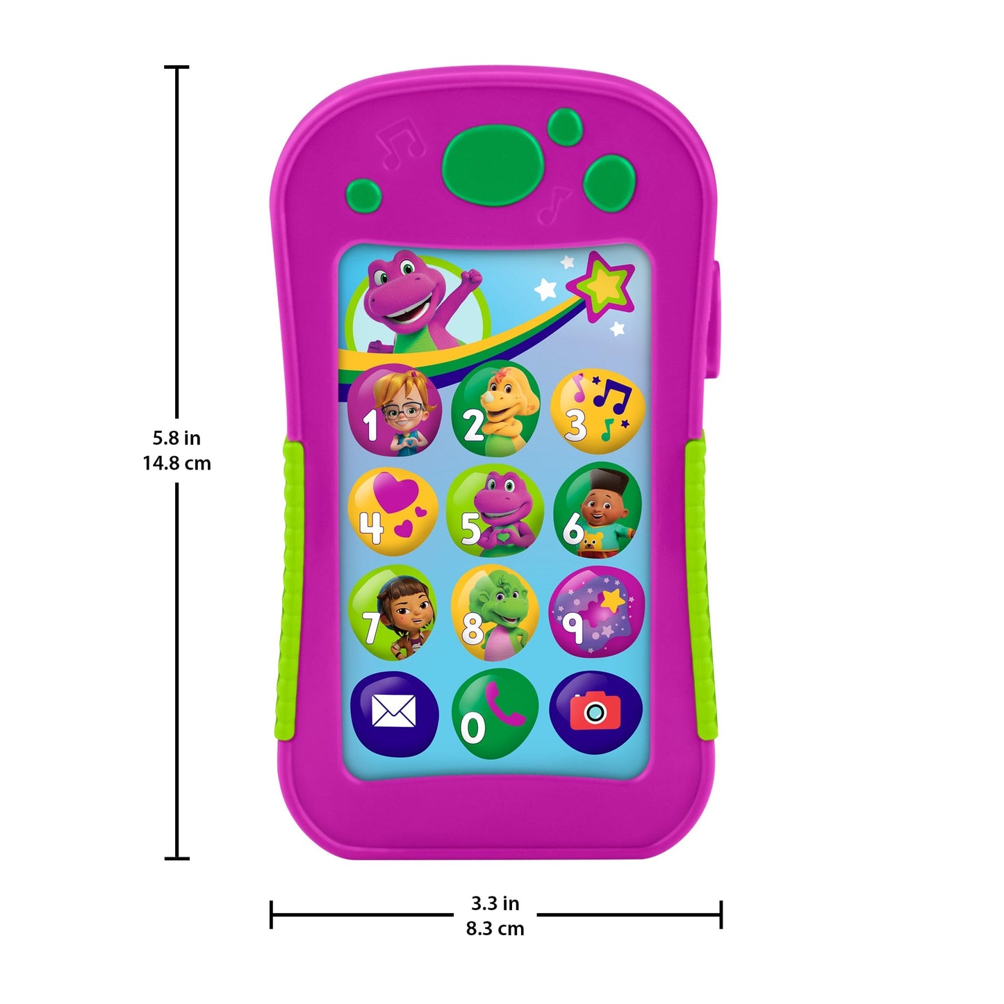 Fisher-Price Barney's World Hey Barney Phone Musical Toddler Toy With Lights For Kids, Multilanguage Version