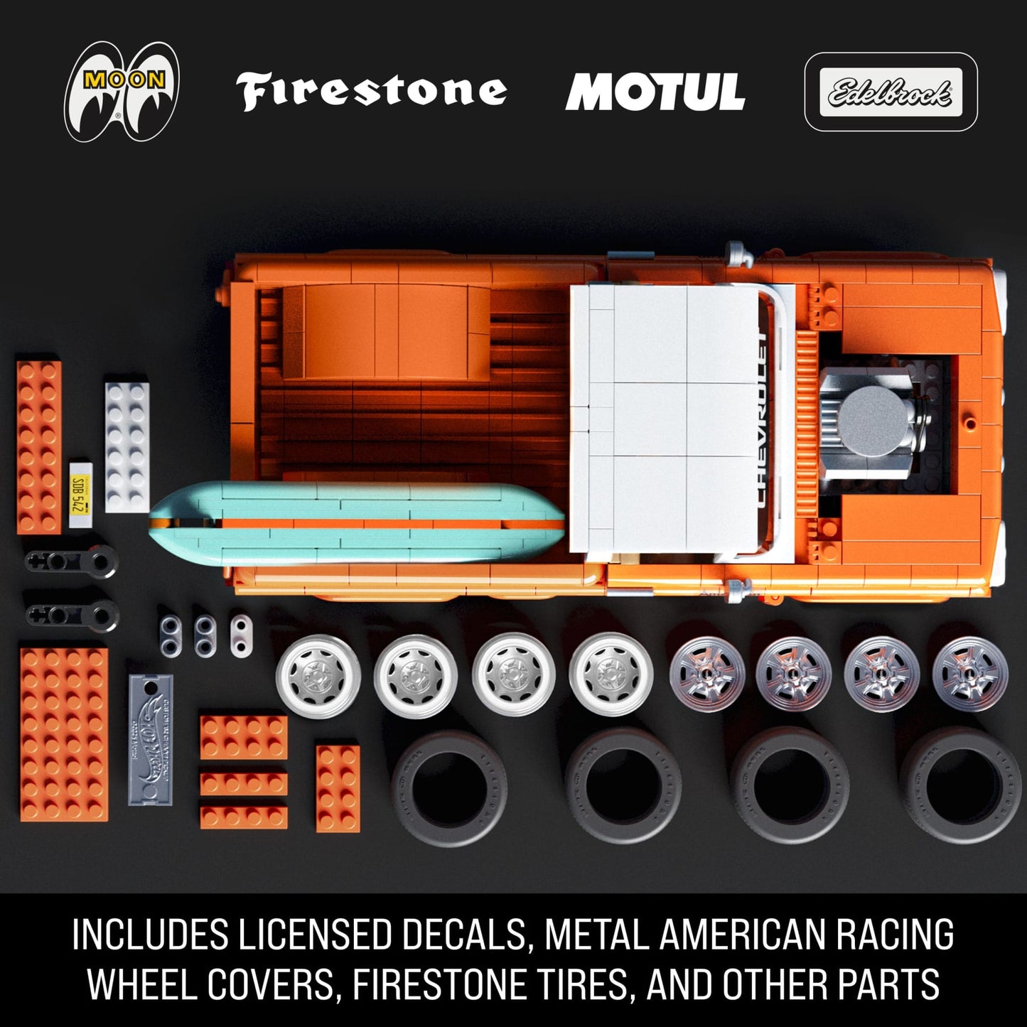 Mattel Brick Shop Hot Wheels Custom ’62 Chevy Pickup Building Toy Kit (858 Pieces), For Collectors