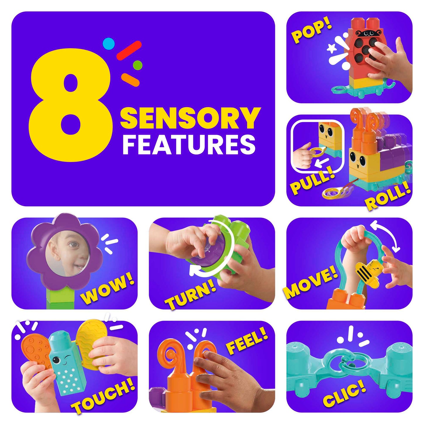 MEGA Bloks Move N Groove Caterpillar Sensory Building Toys For Toddlers 1-3 (30 Pcs)