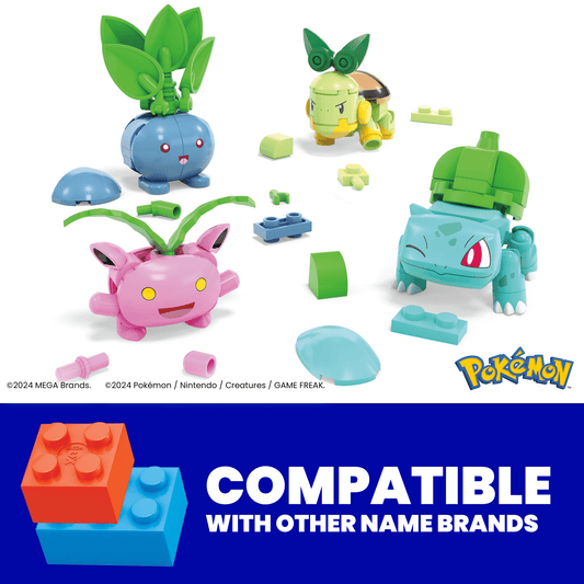 MEGA Pokémon Grass-Type Trainer Team Building Toy Kit, 4 Action Figures (118 Pieces) For Kids