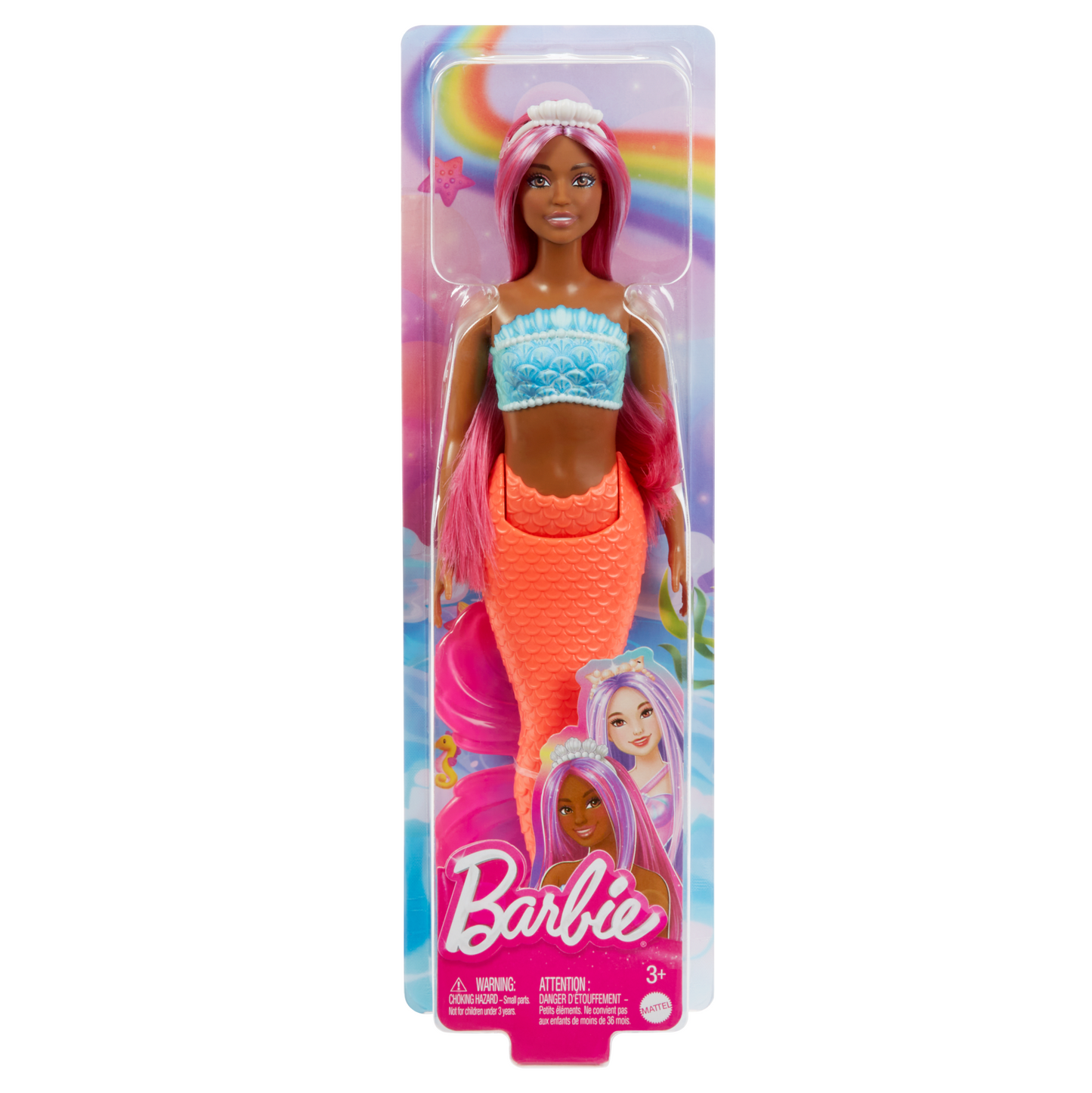Barbie Mermaid Doll With Magenta Hair, Tropical Red Tail And Headband Accessory
