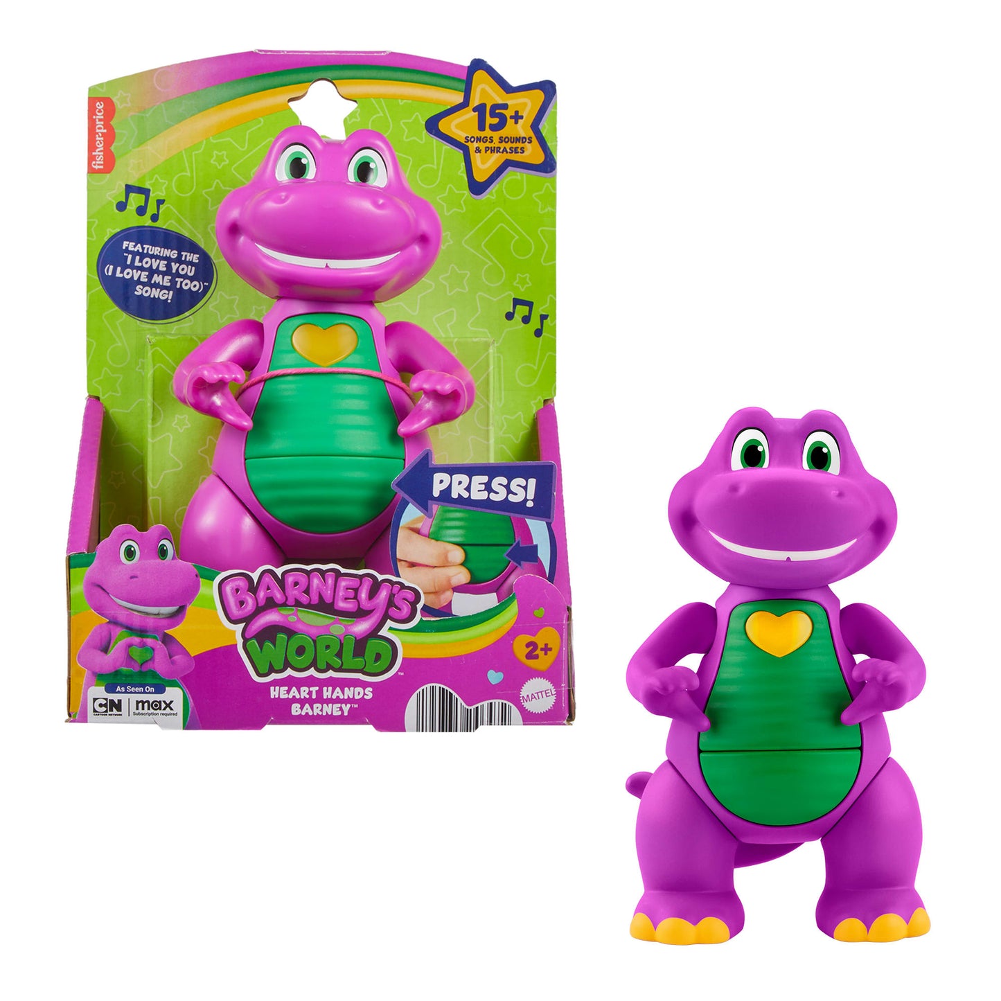 Fisher-Price Barney's World Heart Hands Barney Toy Figure With Music & Lights For Kids