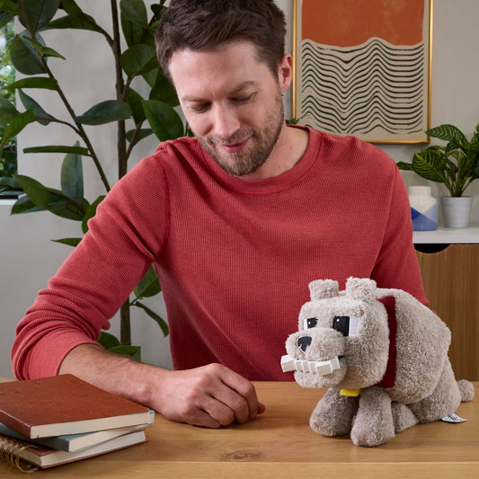 Minecraft Food Mode Dennis Plush Interactive Toy With Sounds & Bone Accessory, Inspired By The Movie