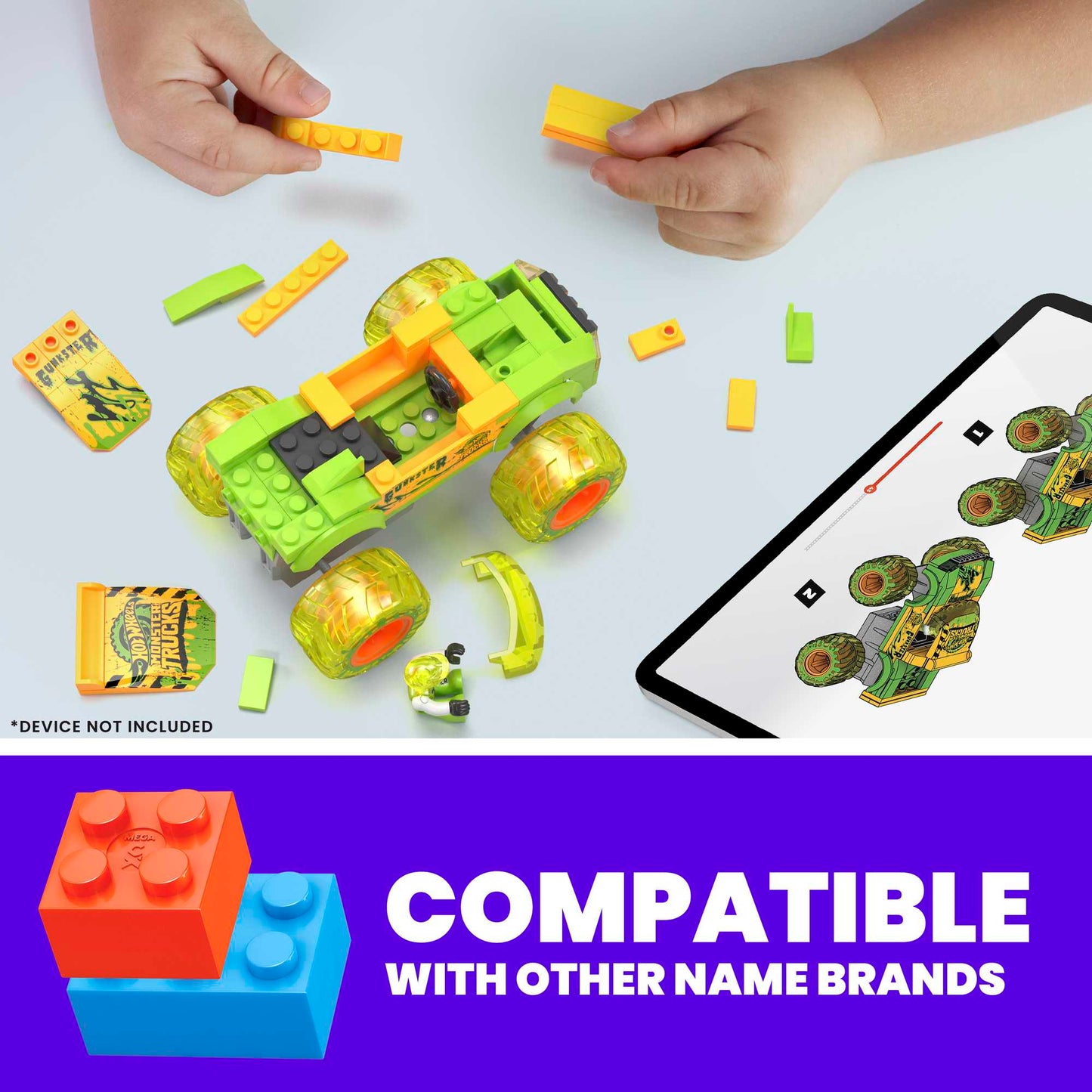 MEGA Hot Wheels Smash & Crash Gunkster Monster Truck Building Toy With 1 Figure (84 Pieces)