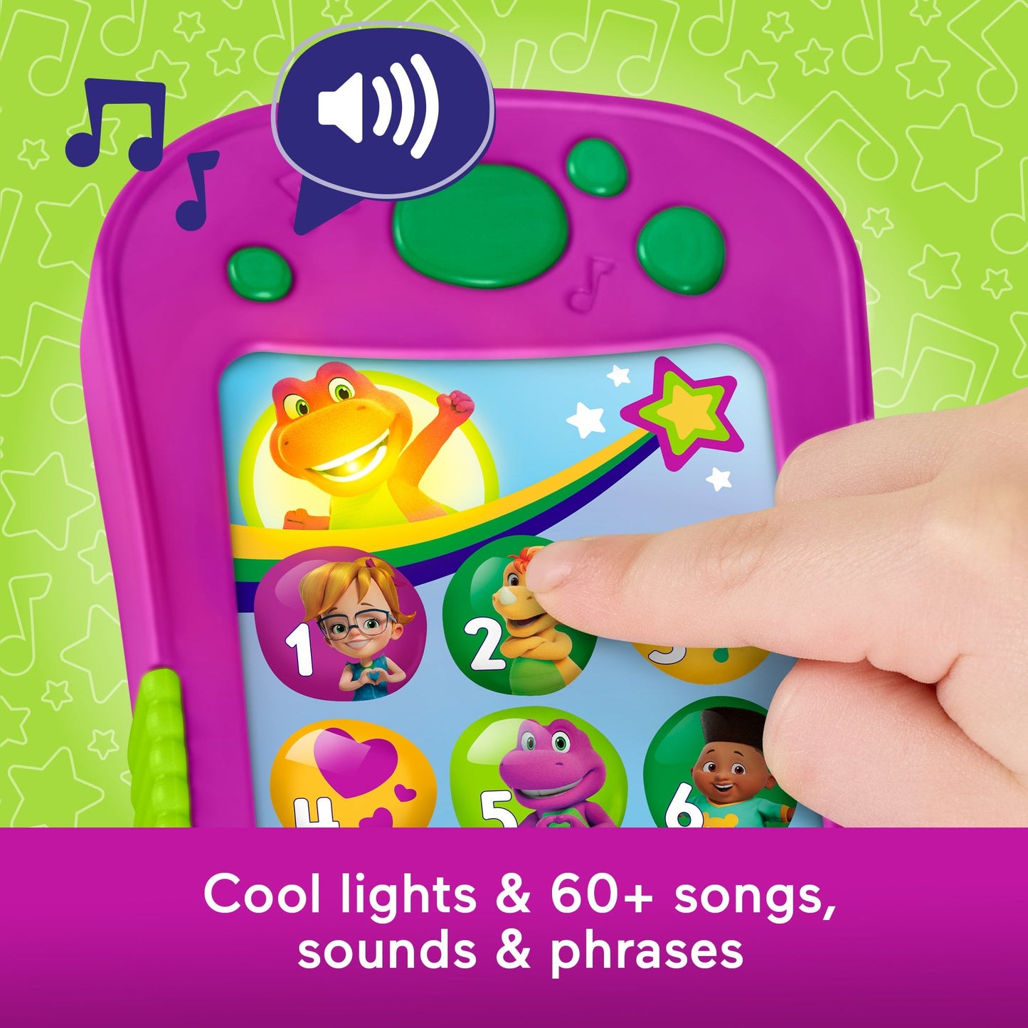 Fisher-Price Barney's World Hey Barney Phone Musical Toddler Toy With Lights For Kids, Multilanguage Version
