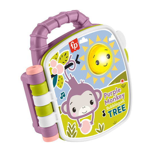 Fisher-Price Purple Monkey Musical Storybook Toy For Baby & Toddler With Lights & Sounds