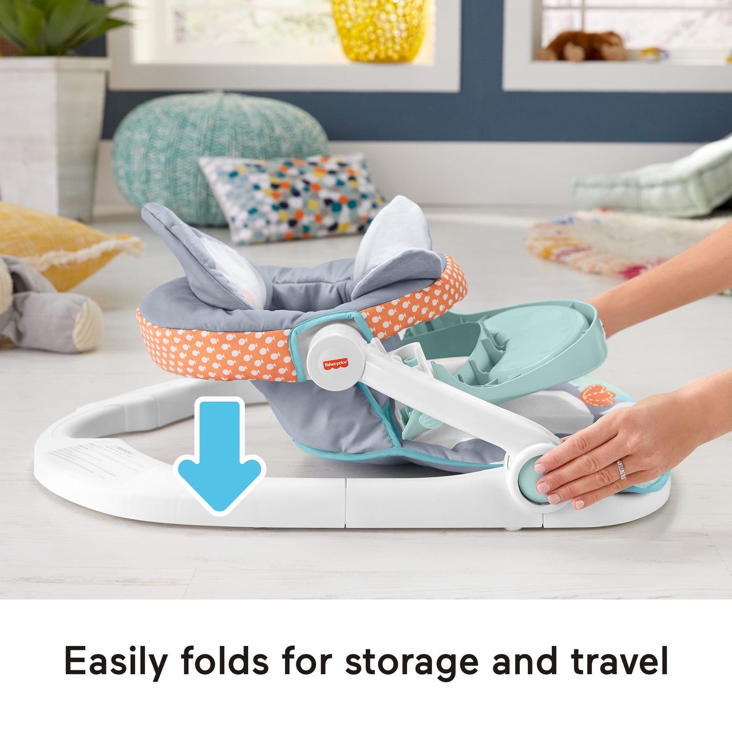 Fisher-Price Sit-Me-Up Floor Seat Portable Baby Chair With Snack Tray & Toys, Penguin Island