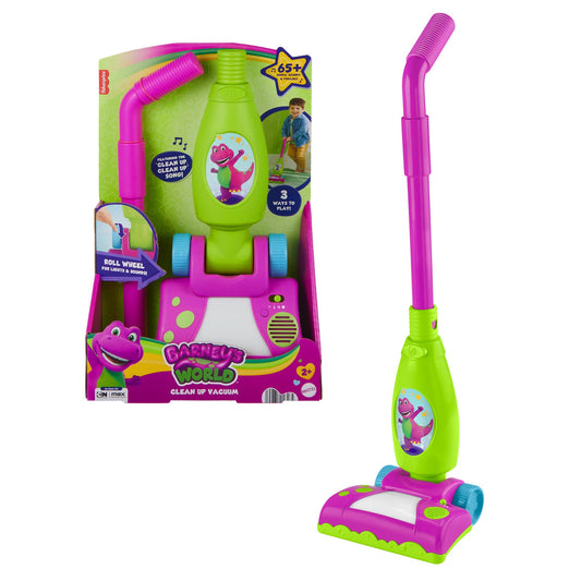 Fisher-Price Barney's World Clean Up Vacuum Electronic Toddler Toy With Lights, Music & Games