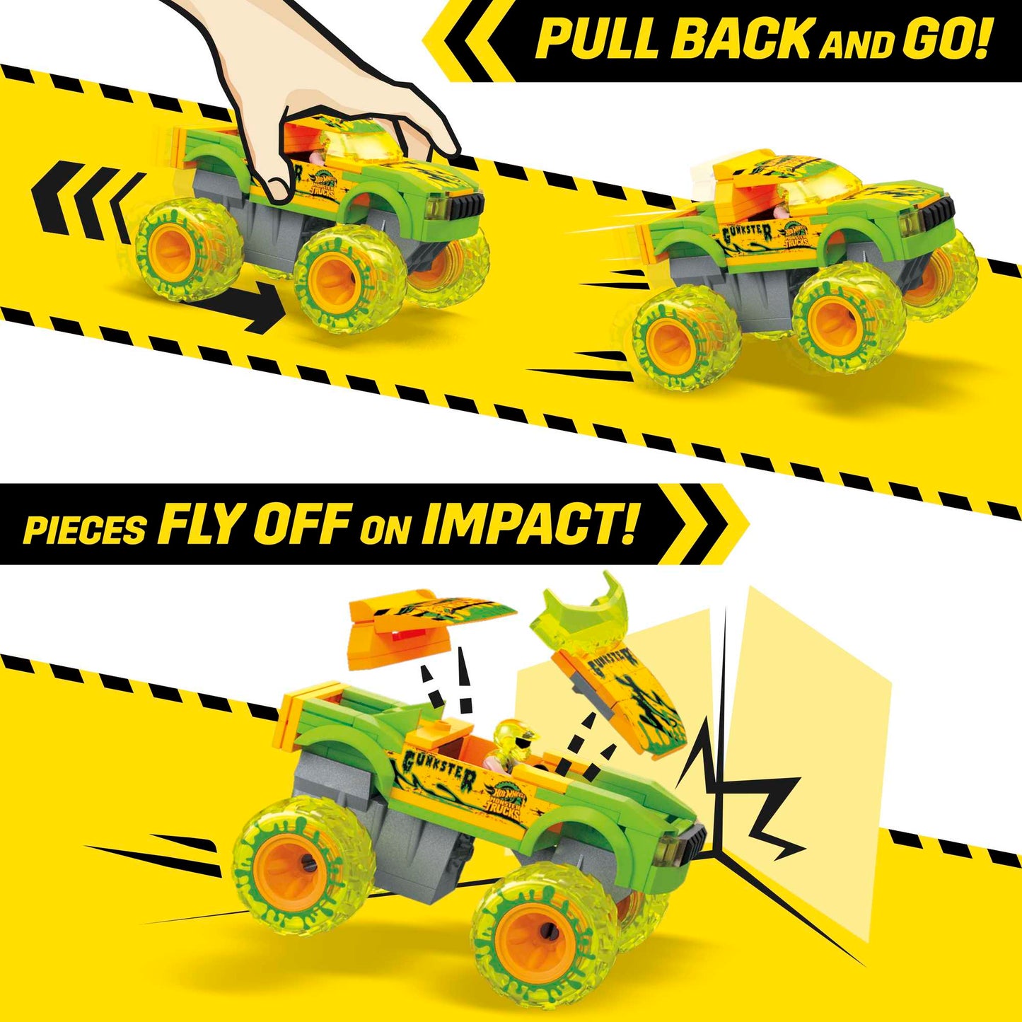 MEGA Hot Wheels Smash & Crash Gunkster Monster Truck Building Toy With 1 Figure (84 Pieces)