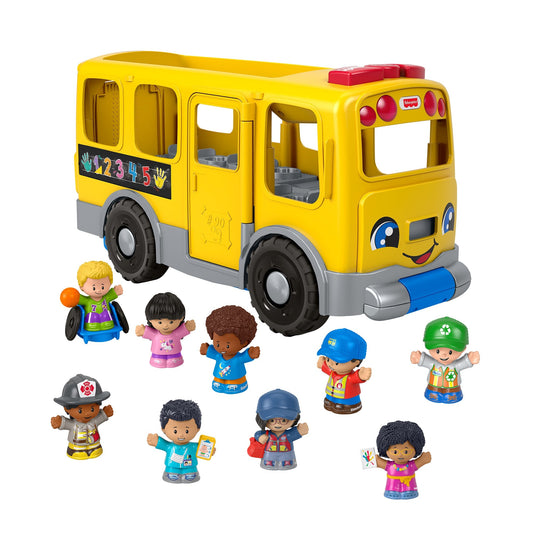Fisher-Price Little People Big Yellow School Bus & Community Heroes Figures, Musical Toddler Toy